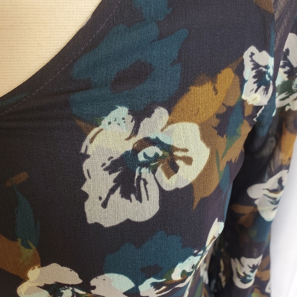 CAbi Pirouette Floral Semi Sheer Long Sleeve Tiered Dress Style 3460 Size XS - Picture 5 of 12